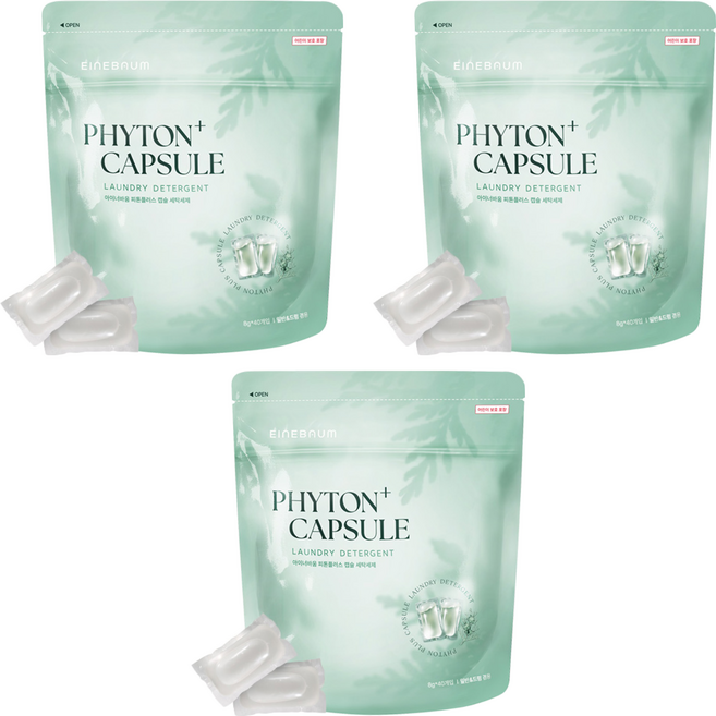 아이너바움 피톤플러스 아기 올인원 미니 캡슐 세탁세제 40p, 320g, 3개