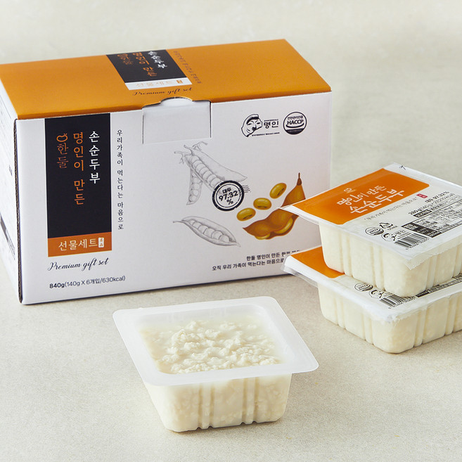 한둘 명인이 만든 손순두부 6개입, 840g, 1박스