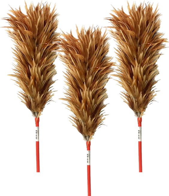 雞毛撢 尺4, 3支, 棕色 + 紅色
