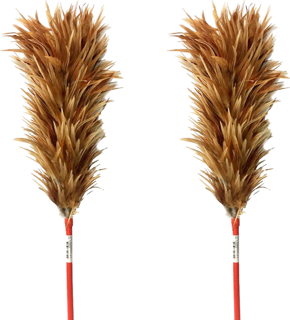 雞毛撢 尺4, 2支, 棕色 + 紅色