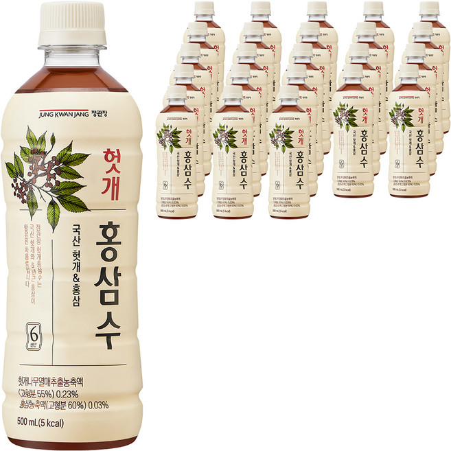 정관장 헛개홍삼수, 500ml, 24개