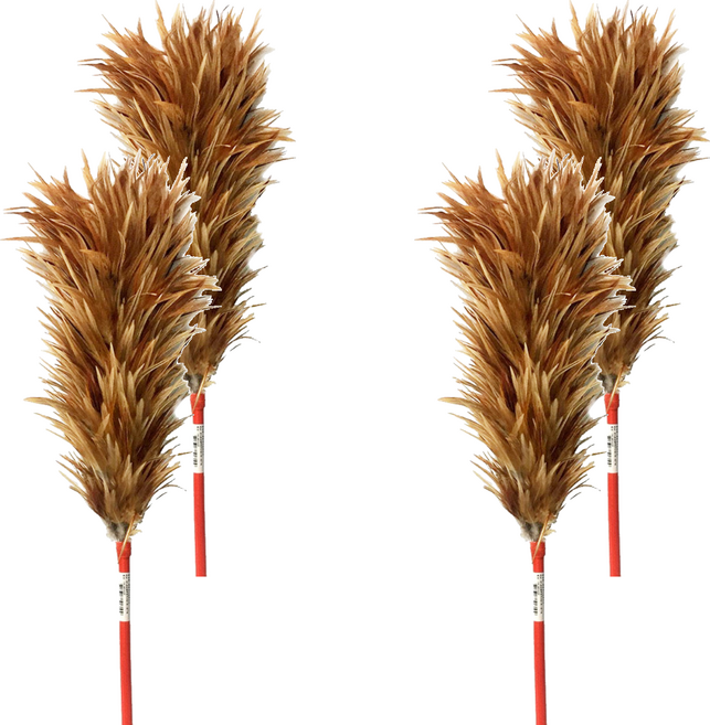雞毛撢 尺4, 4支, 棕色 + 紅色