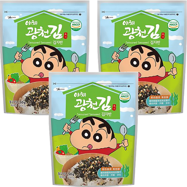 Baekje 百濟 蠟筆小新 綜合蔬菜海苔酥, 50g, 3包