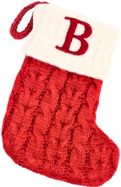 聖誕紅刺繡字母B聖誕襪, 1個