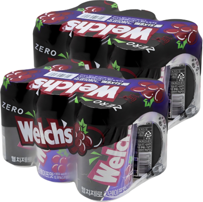 웰치스 제로 그레이프맛, 355ml, 12개