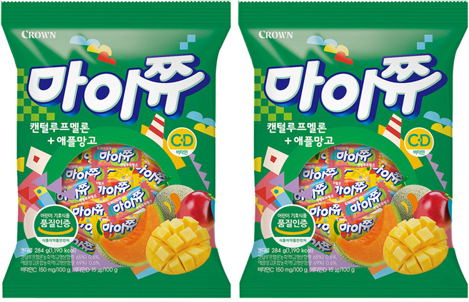 마이쮸 캔털루프멜론 + 애플망고 캔디, 284g, 2개