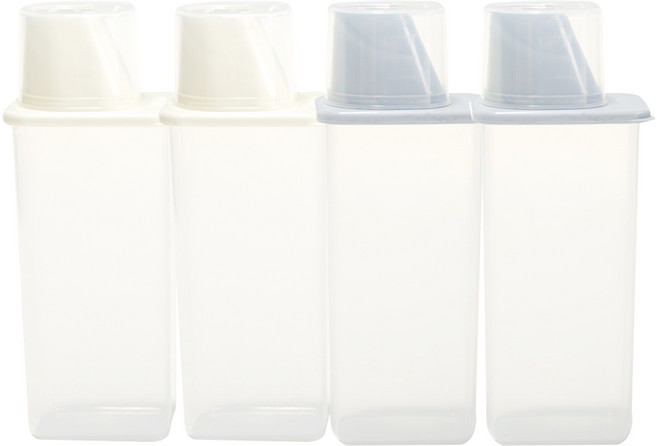 EASY&FREE 穀物密封保鮮罐 象牙白 + 灰色 4個, 1組, 1.2L