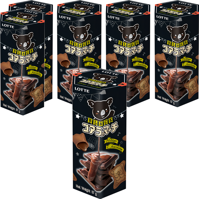 LOTTE 樂天 小熊餅 濃黑巧克力風味, 37g, 6盒