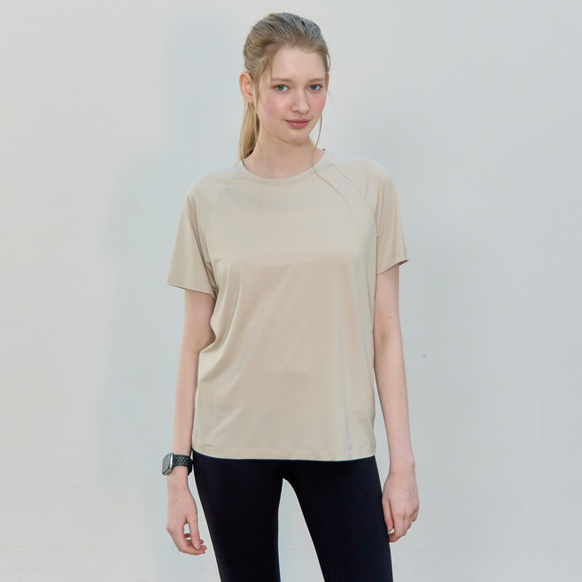 베이직하우스 여성용 쿨 브리즈 라그란 라운드 반팔 LZTS3223