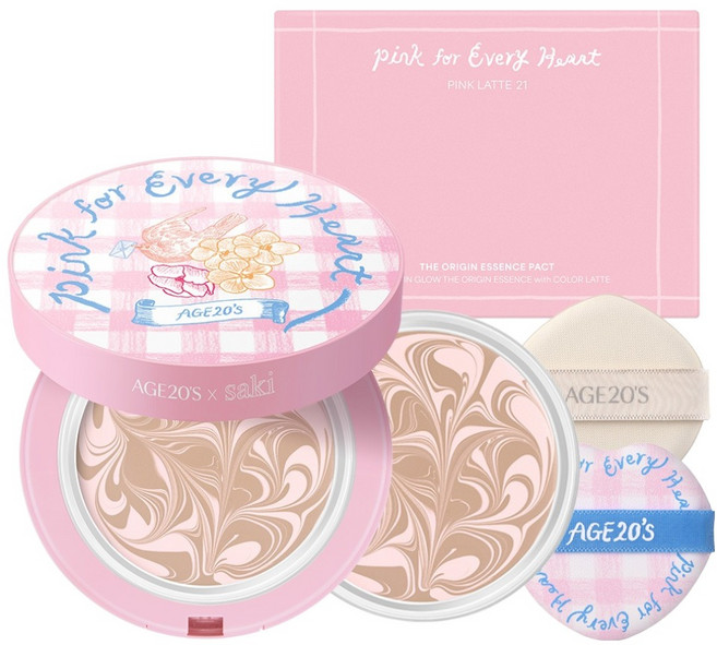 에이지투웨니스 핑크 포 에브리 하트 에디션 디오리진 에센스 팩트 12.5g + 리필 12.5g 세트, 핑크라떼21호, 1개