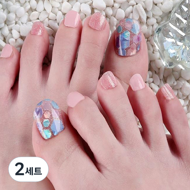 프라벨 붙히는 셀프 젤페디 스티커 패치 12종, 07 파스텔자개, 2세트