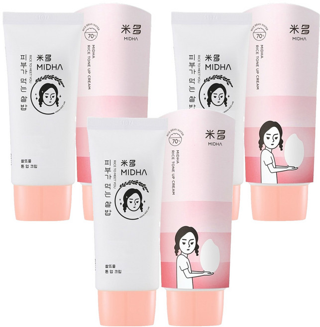 미다 쌀뜨물 톤업 크림, 화이트, 50ml, 3개