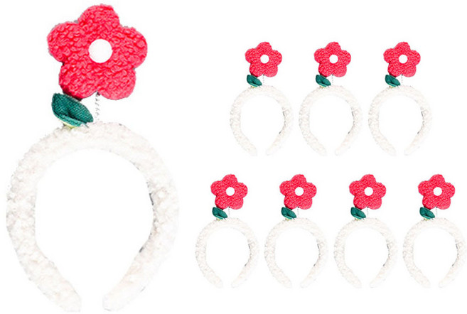 파티쇼 밍크 플라워 파티머리띠, 로즈, 8개