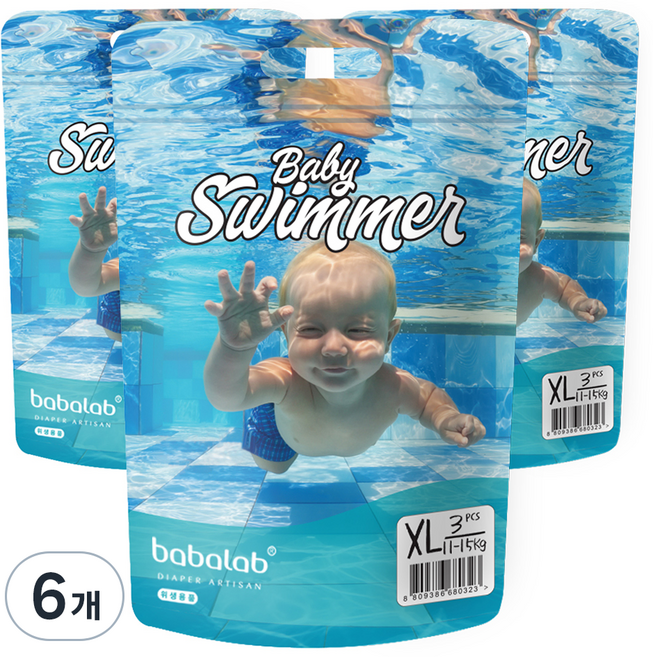 바바랩 팬티형 수영장 기저귀, 특대형(XL), 18매