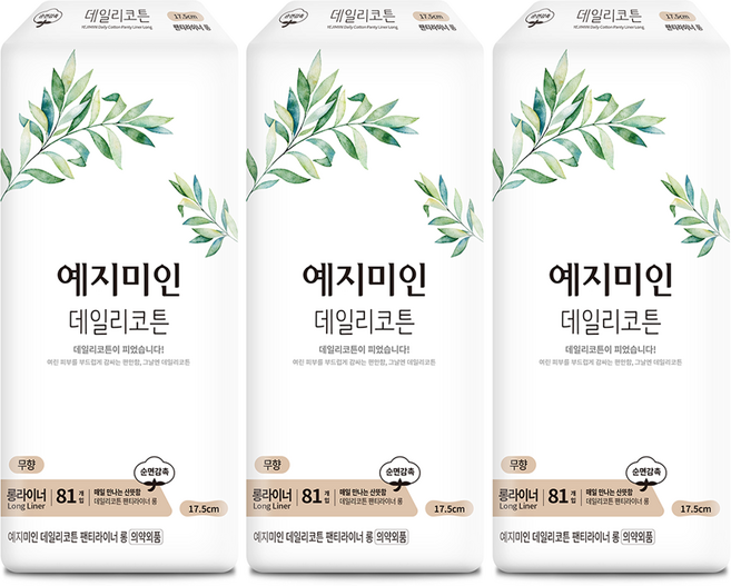 예지미인 데일리코튼 팬티라이너, 롱, 81개입, 3개