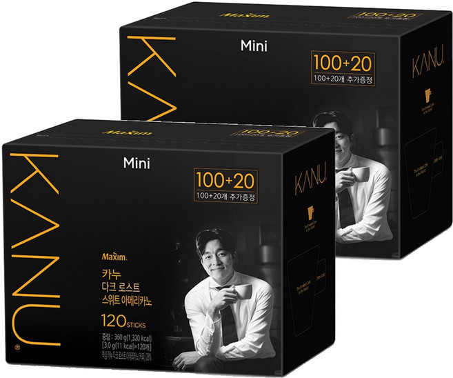 카누 콜롬비아 다크 로스트 스위트 아메리카노 원두커피믹스, 3g, 120개입, 2개