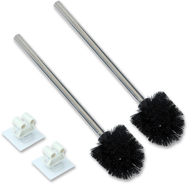 모던모어 스테인리스 욕실 변기솔 화장실 변기 청소솔 걸이, 블랙, 2세트