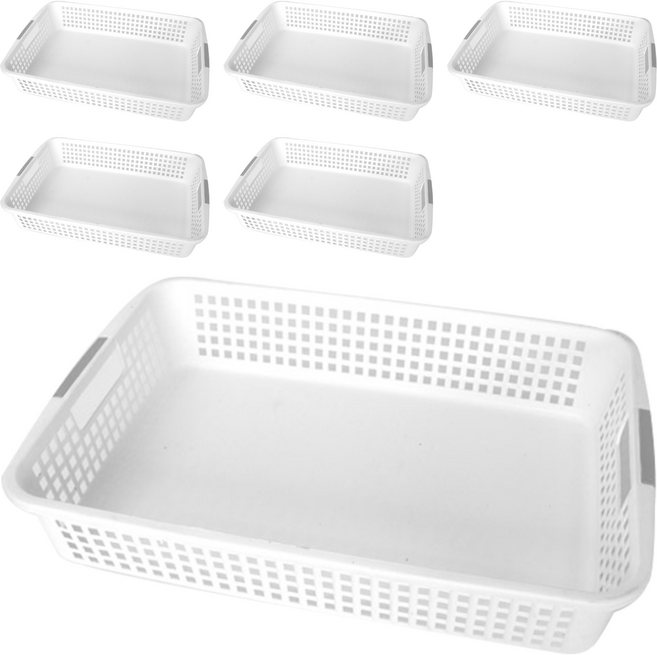 데코 다용도 직사각 바구니, 화이트, 6개