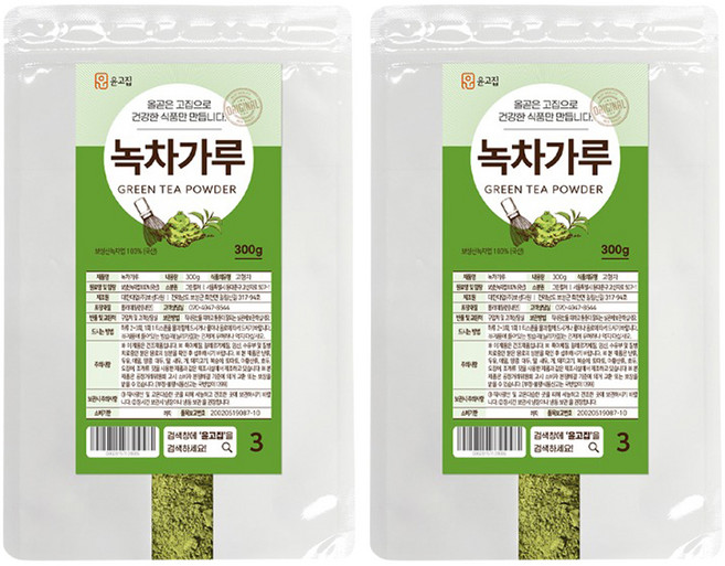 윤고집 녹차가루, 2개, 300g, 1개입