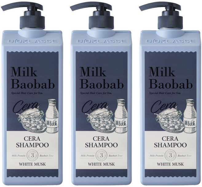 밀크바오밥 세라 샴푸 화이트머스크, 1.2L, 3개