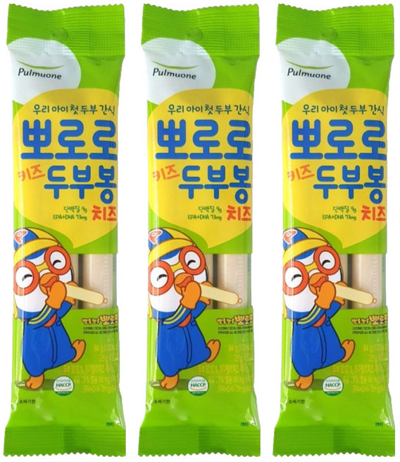 풀무원 뽀로로 키즈 두부봉 치즈, 84g, 3개