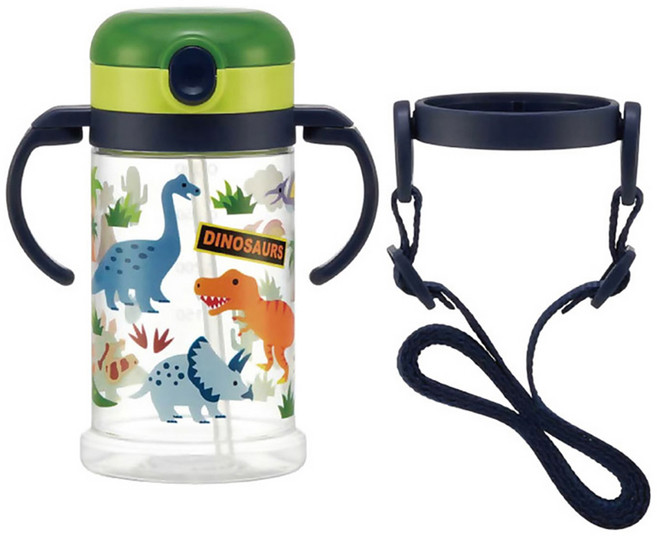 스케이터 양손 원터치 빨대 물통 KSHW2N, 공룡, 1개, 370ml