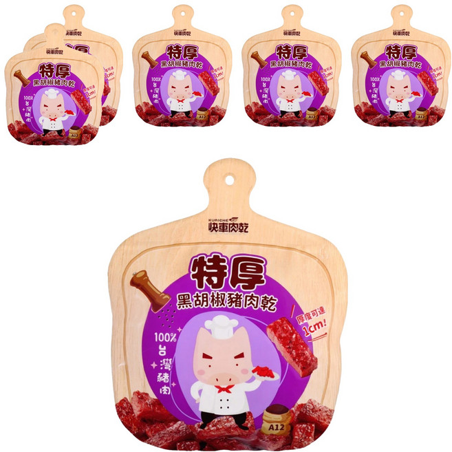 快車肉乾 特厚黑胡椒豬肉乾 A12, 200g, 6包