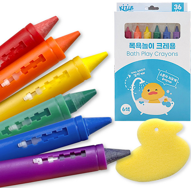 키저스 목욕놀이 크레용 6종 + 오리 지우개 세트, 혼합색상, 1세트
