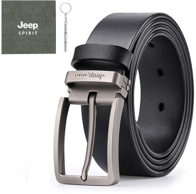 JEEP SPIRIT 休閒天然牛皮皮帶 + Jeep專用盒套組