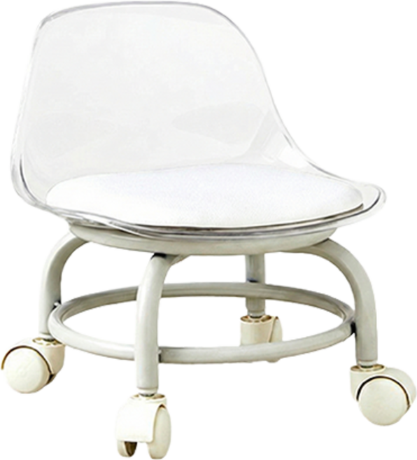 레오빈 무소음 좌식 바퀴 의자, 투명 화이트, 1개