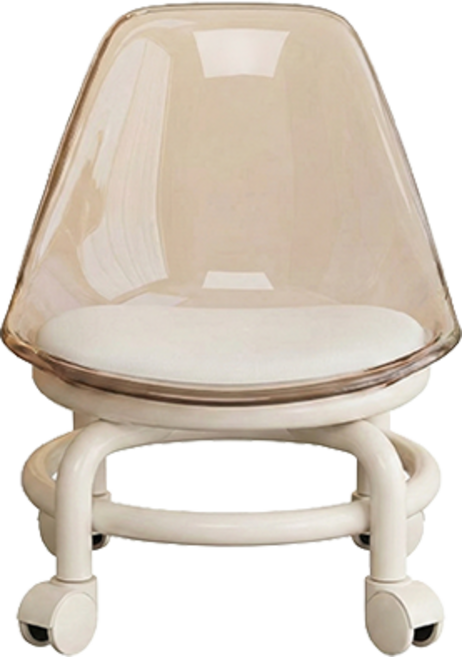 레오빈 무소음 좌식 바퀴 의자, 투명 베이지, 1개