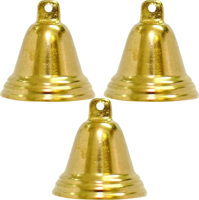 開運陶源 催財銅鐘 銅製風鈴吊飾 附紅繩, 金色, 3個