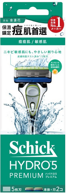 Schick 舒適牌 水次元5Premium刮鬍刀組(1刀把+2刀片) 敏感肌用, 1組, 1組