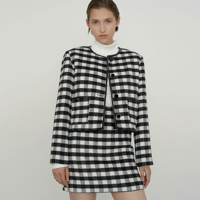 아틀리에나인 여성용 쥬비드 체크 울 셋업 자켓 JK-2897