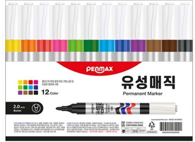 펜맥스 유성매직 108 12색, 혼합색상, 1세트