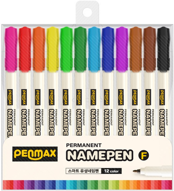 펜맥스 유성 네임펜 303F 12색, 혼합색상, 12개