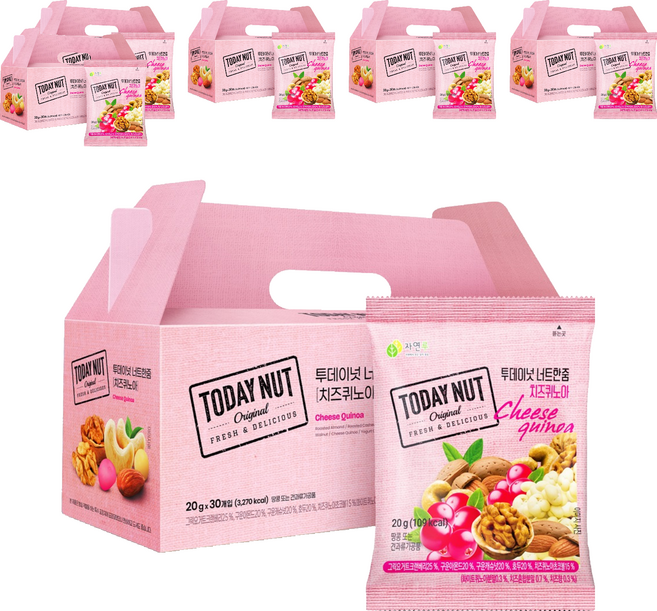 투데이넛 너트한줌 치즈퀴노아 믹스넛, 600g, 6개