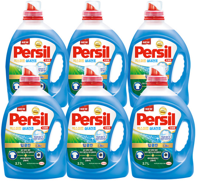 퍼실 딥클린 엑스퍼트 실내건조 드럼용 액상세제 본품, 2.7L, 1개입, 6개