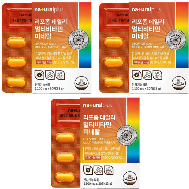 내츄럴플러스 리포좀 데일리 멀티비타민 미네랄 33g, 30정, 3개