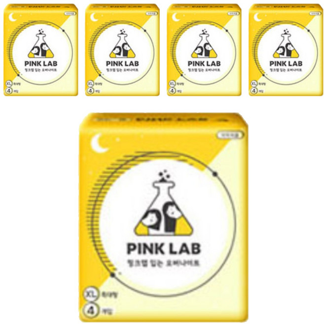 핑크랩 입는 오버나이트 생리대, 특대형, 4개입, 5개