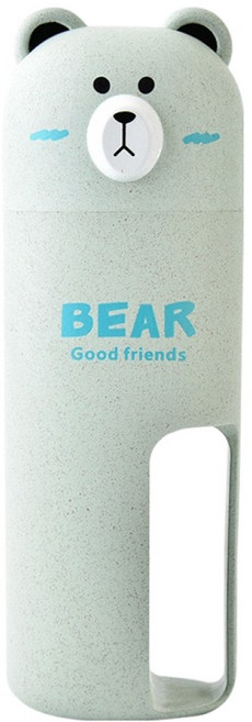 더자카 파스텔 곰돌이 칫솔 케이스, 그린, 1개