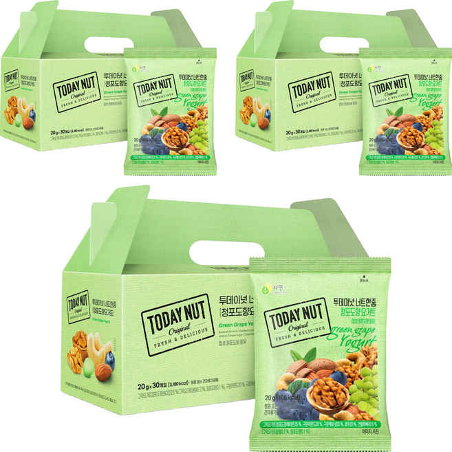 투데이넛 너트한줌 청포도향 요거트 견과세트 600g, 20g, 3세트