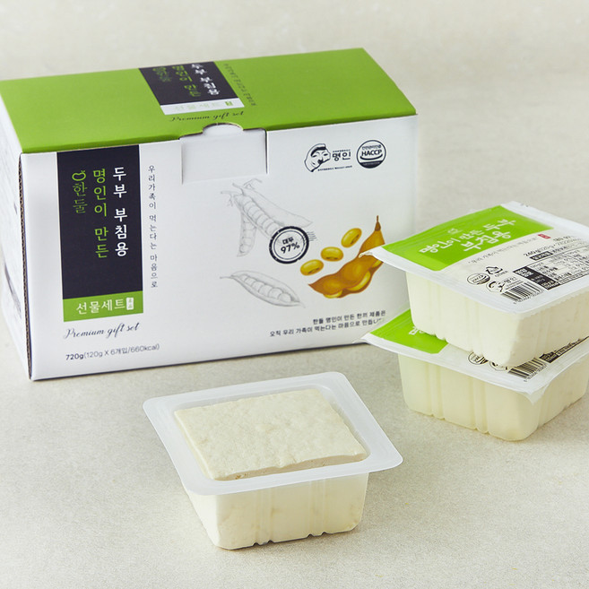 한둘 명인이 만든 두부 부침용 6개입, 720g, 1박스