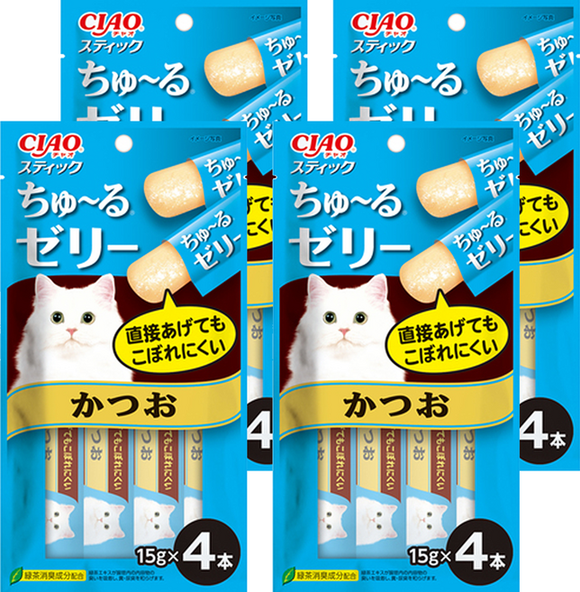 INABA CIAO 啾嚕 寒天肉泥 4條, 鰹魚, 60g, 4袋