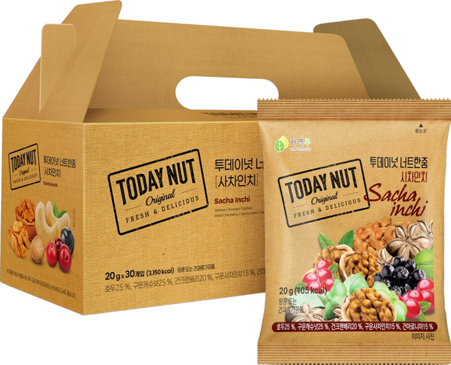 투데이넛 너트한줌 사차인치 견과 선물세트 30개입 600g, 1세트