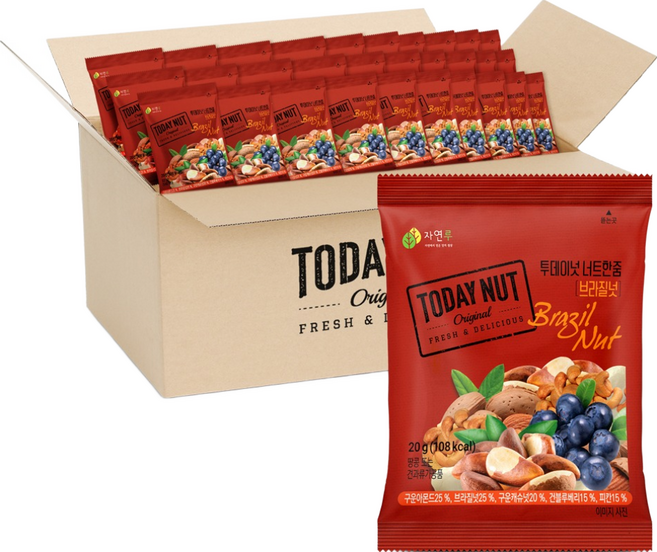 투데이넛 너트한줌 브라질넛 견과, 20g, 100개