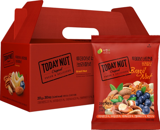 투데이넛 너트한줌 브라질넛 견과 선물세트 30개입, 600g, 1개