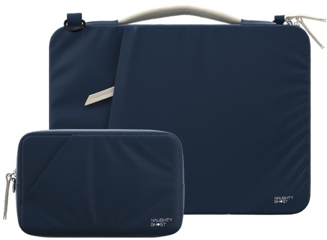 NAUGHTY GHOST 頑皮鬼 Atlas 防撞筆電包(含配件包/背帶)邊角防護設計 13~14吋適用, 爵士藍, 1組