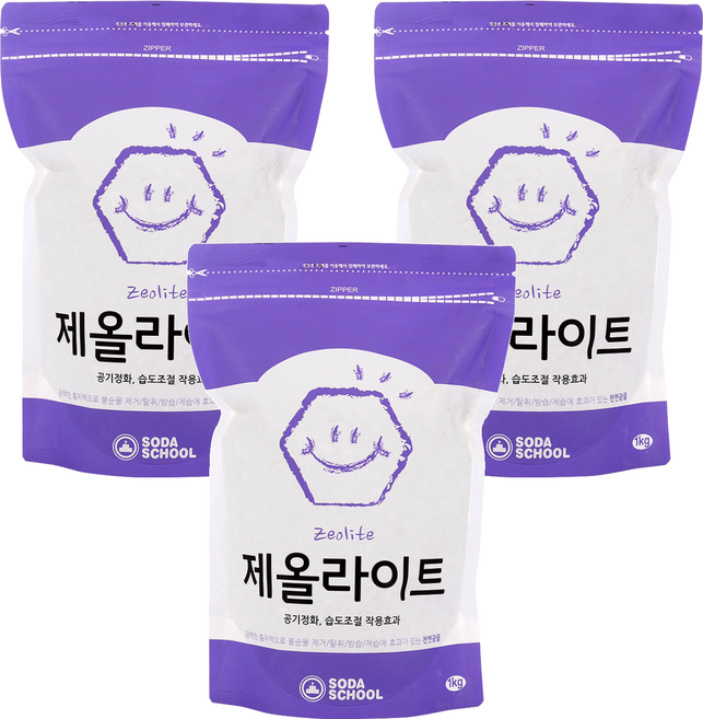소다스쿨 제올라이트 탈취제, 1kg, 3개