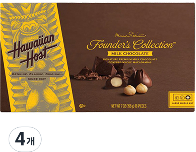 하와이안호스트 파운더스 컬렉션 밀크 초콜릿, 4개, 198g